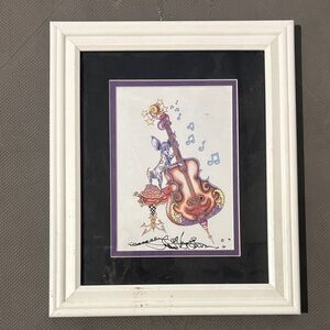 Jamie Hayes Chihuahua Playing Bass Signed Art Print Framed Whimsical Dog Artwork